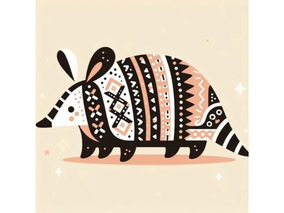 Cute Armadillo with Decorative Patterns: A Unique Design Asset