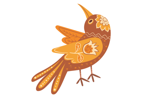 Decorative Bird in Folk Ethnic Style: A Modern Design Essential