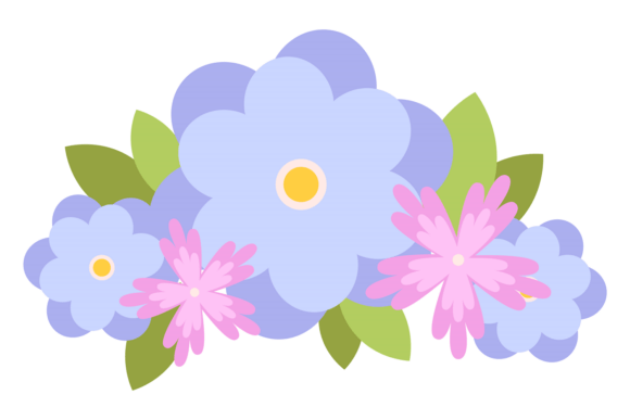 Decorative Blue Flowers with Leaves: A Design Asset Guide