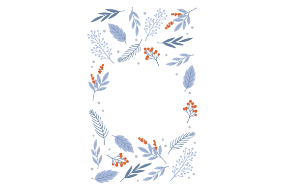 Decorative Botany Border: Floral Herb Round Frame Design