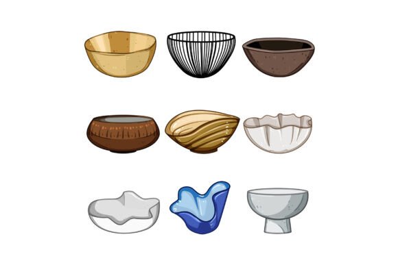 Decorative Bowl Set Cartoon: A Playful Asset for Modern Branding