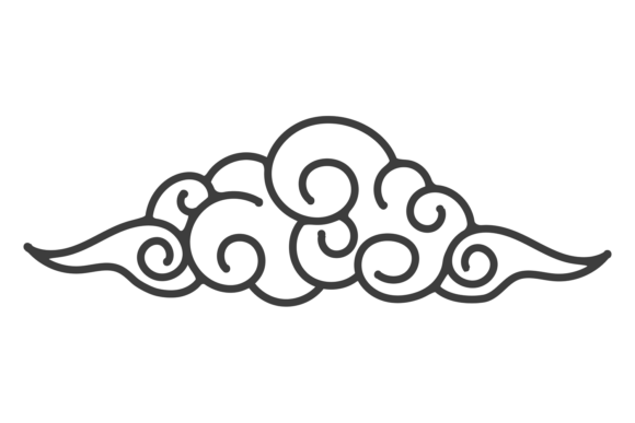 Decorative Cloud Line Icon: A Japanese Doodle Design Asset