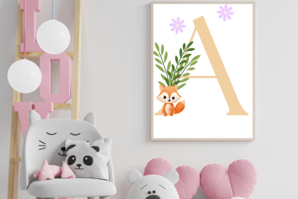 Decorative Letter A with Animal Wall Art for Nursery Spaces