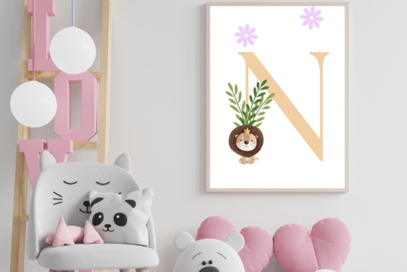 Decorative Letter N with Animal Wall Art: Whimsy for Nurseries
